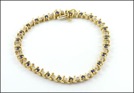 Sapphire and Diamond Bracelet in 14K Yellow Gold MAIN