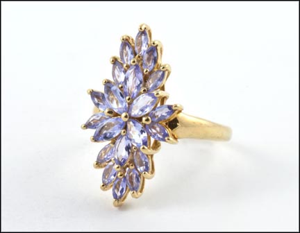Tanzanite Cluster Ring in 10K Yellow Gold MAIN