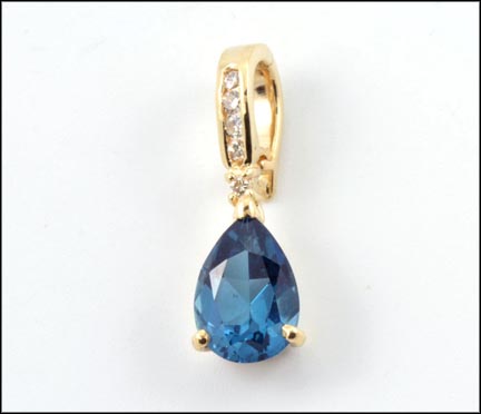 London Blue Topaz Pendant in 14K Yellow Gold MAIN