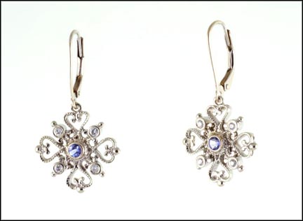 Tanzanite Dangle Earrings in 14K White Gold MAIN