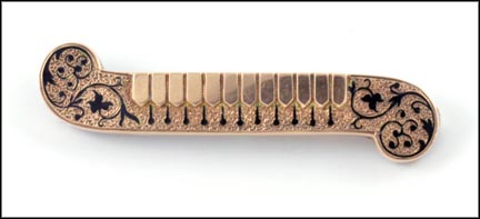 Victorian Enameled Pin 1875 in Yellow Gold MAIN