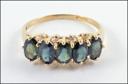 Green Sapphire Ring in 14K Yellow Gold MAIN