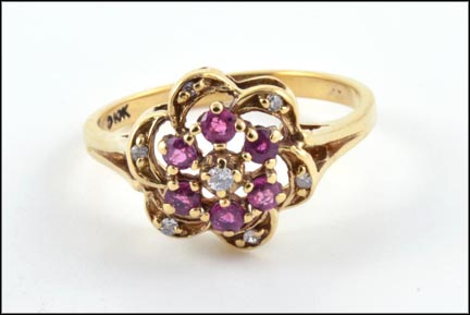 Ruby and Diamond Ring in 10K Yellow Gold MAIN