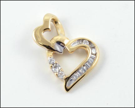 Diamond Double Heart Pendant in 14K Yellow Gold MAIN