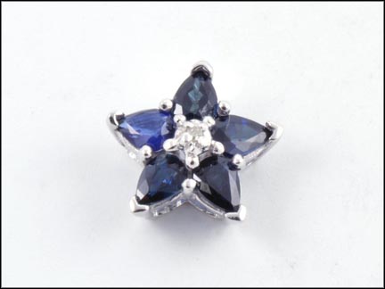 Blue Stone Flower Pendant in 10K White Gold MAIN