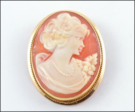 Cameo Pin or Pendant in 14K Yellow Gold MAIN