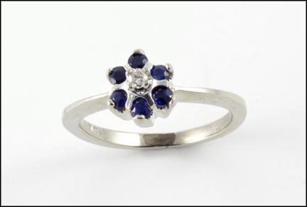 Sapphire Cluster Ring in 14K White Gold MAIN