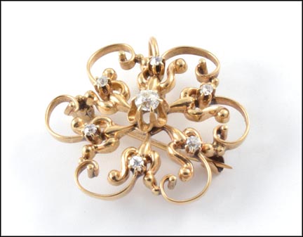 Victorian Diamond Pin or Pendant in Yellow Gold MAIN