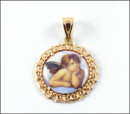 Guardian Angel Pendant in 14K Yellow Gold LARGE