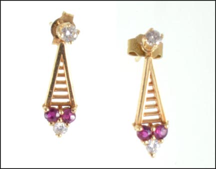 Diamond Studs with Ruby Jackets in 14K Yellow Gold MAIN