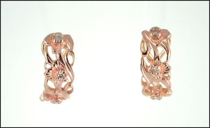 Omega Back J Hoop Earrings in 14K Rose Gold MAIN