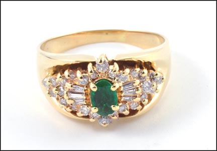Emerald and Diamond Band in 14K Yellow Gold MAIN