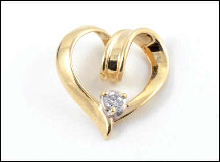 Heart Slide with Diamond in 14K Yellow Gold LARGE