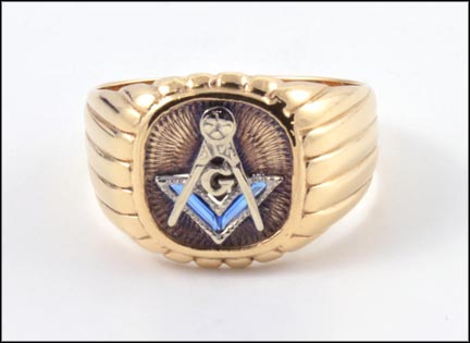 Masonic Blue Lodge Ring in 14K Yellow Gold MAIN