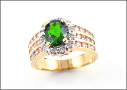 Chrome Diopside and Diamond Ring in Yellow Gold LARGE