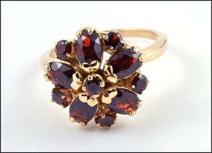 Garnet Cluster Ring in 14K Yellow Gold MAIN