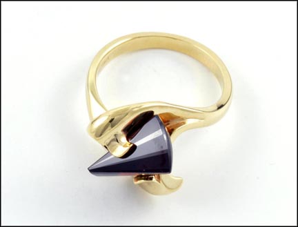Fancy Cut Garnet Ring in 14K Yellow Gold MAIN