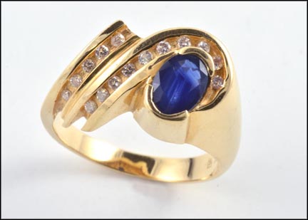 Sapphire and Diamond Ring in 14K Yellow Gold MAIN