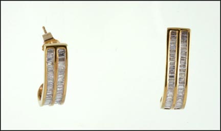 Diamond J Hoop Earrings in 10K Yellow Gold MAIN