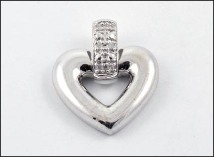 Heart Pendant with Diamond Bail in 10K White Gold MAIN