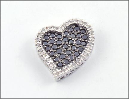 Black and White Diamond Heart Pendant in 14K White Gold MAIN