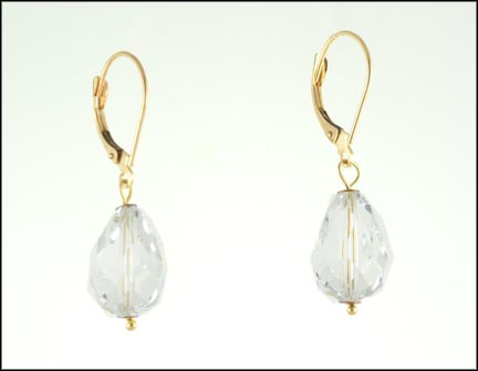 Quartz Briolette Dangle Earrings in 14K Yellow Gold MAIN