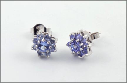 Tanzanite Cluster Earrings in 14K White Gold MAIN