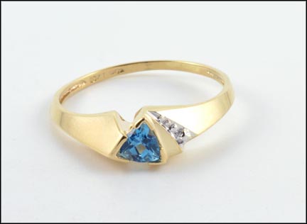 Blue Topaz Ring in 10K Yellow Gold LARGE