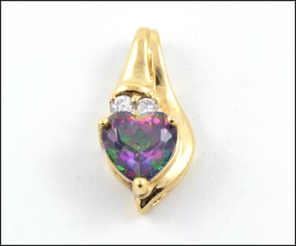 Mystic Topaz Pendant in 10K Yellow Gold LARGE