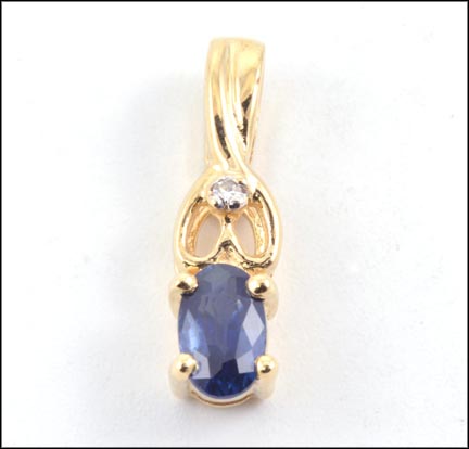Sapphire Pendant with Diamond in 14K Yellow Gold MAIN