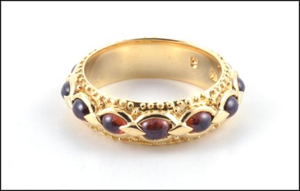 Cabochon Garnet Eternity Ring in 14K Yellow Gold MAIN