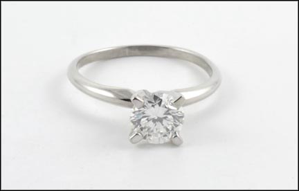 Diamond Solitaire Ring in 14K White Gold LARGE