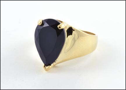 Faceted Onyx Ring in 10K Yellow Gold LARGE