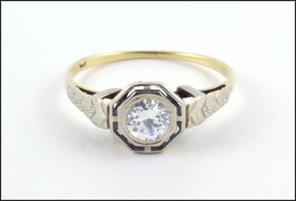 Vintage Diamond Ring in Yellow and White Gold MAIN