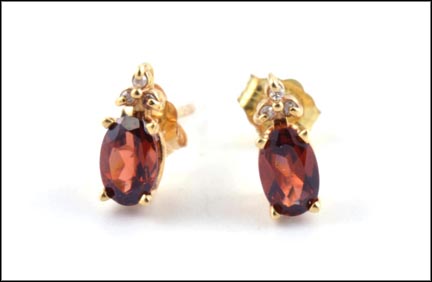 Garnet Stud Earrings in 10K Yellow Gold MAIN