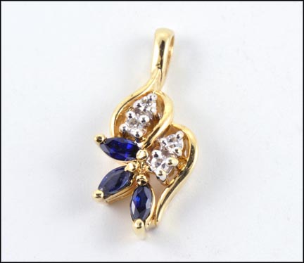 Sapphire and Diamond Pendant in 14K Yellow Gold MAIN