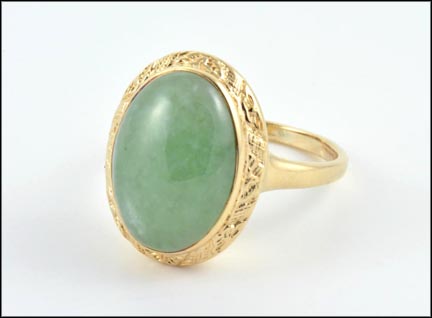 Jade Ring in 10K Yellow Gold LARGE