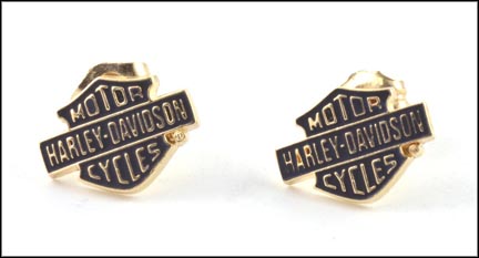 Harley Davidson Earrings in 14K Yellow Gold MAIN