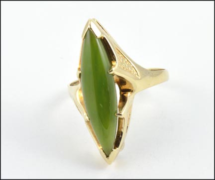 Nephrite Jade Ring in 14K Yellow Gold LARGE