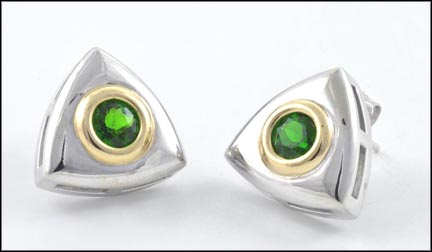 Chrome Diopside Earrings in 14K Two-Tone Gold LARGE