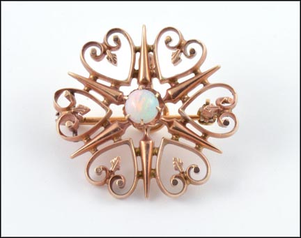 Vintage Pin or Pendant with Opal in Rose Gold MAIN