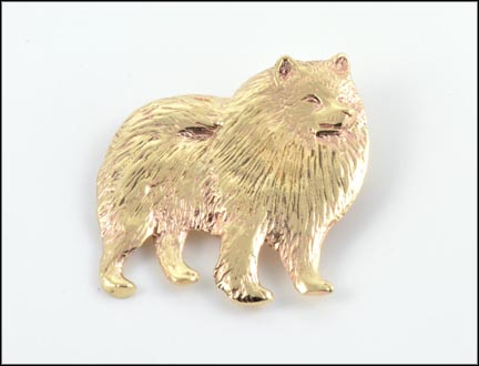 Pomeranian Pin or Pendant in 10K Yellow Gold MAIN