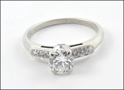 Diamond Engagement Ring, .75 ct. Center Stone in 14K White Gold LARGE