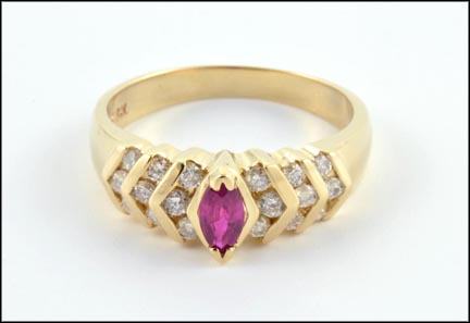 Ruby and Diamond Ring in 14K Yellow Gold MAIN