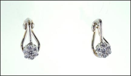 Diamond Cluster Earrings in 14K White Gold LARGE