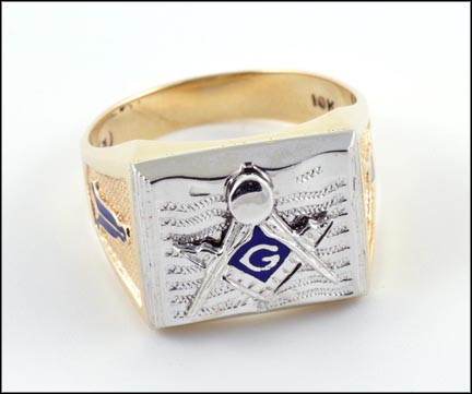 Masonic Blue Lodge Ring in 10K Two-Tone Gold MAIN