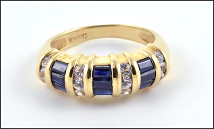 Kyanite and White Sapphire Ring in 10K Yellow Gold MAIN