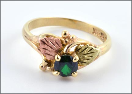 Chrome Diopside Ring in 10K Yellow and Rose Gold LARGE