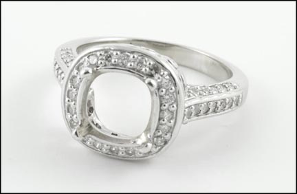 Ring Mount in 14K White Gold LARGE