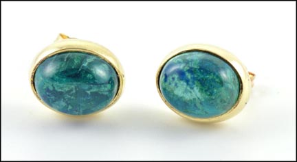 Azurite Earrings in 14K Yellow Gold LARGE